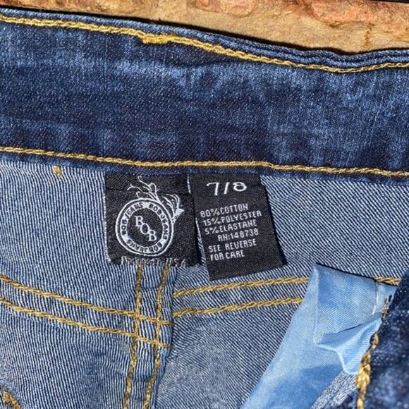 BOB Jeans Faded Dark Wash Blue Denim Distressed Skinny Jeggings Size 7/8 - Picture 4 of 6